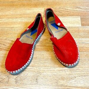 Red espadrille flats 7.5-8 US 39 UK